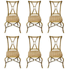Unusual Set of Six Metal Chairs of Modern Design 9