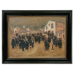 Painting of a Jewish Street Scene by Elek Gyori, Hungarian 2