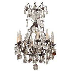 Maison Jansen French Crystal and Iron Chandelier, circa 1890