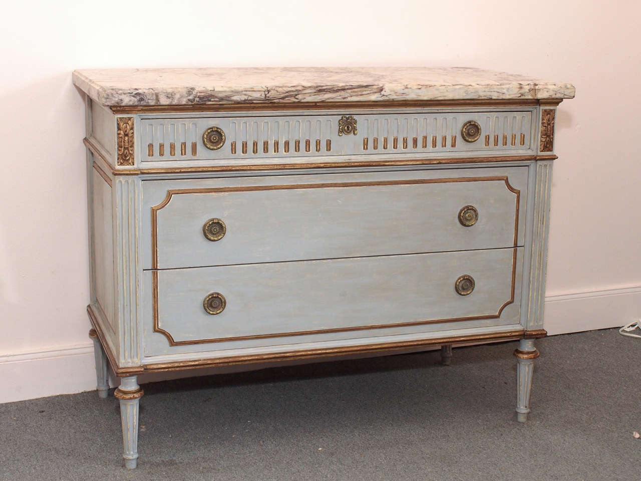 Early 20thc Louis XVI Style Commode with Marble Top