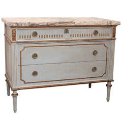 Early 20thc Louis XVI Style Commode with Marble Top