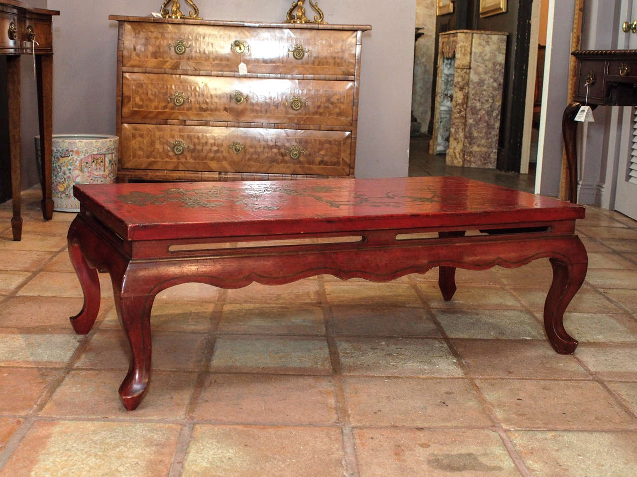 19th Century Chinese Red Lacquer Coffee Table