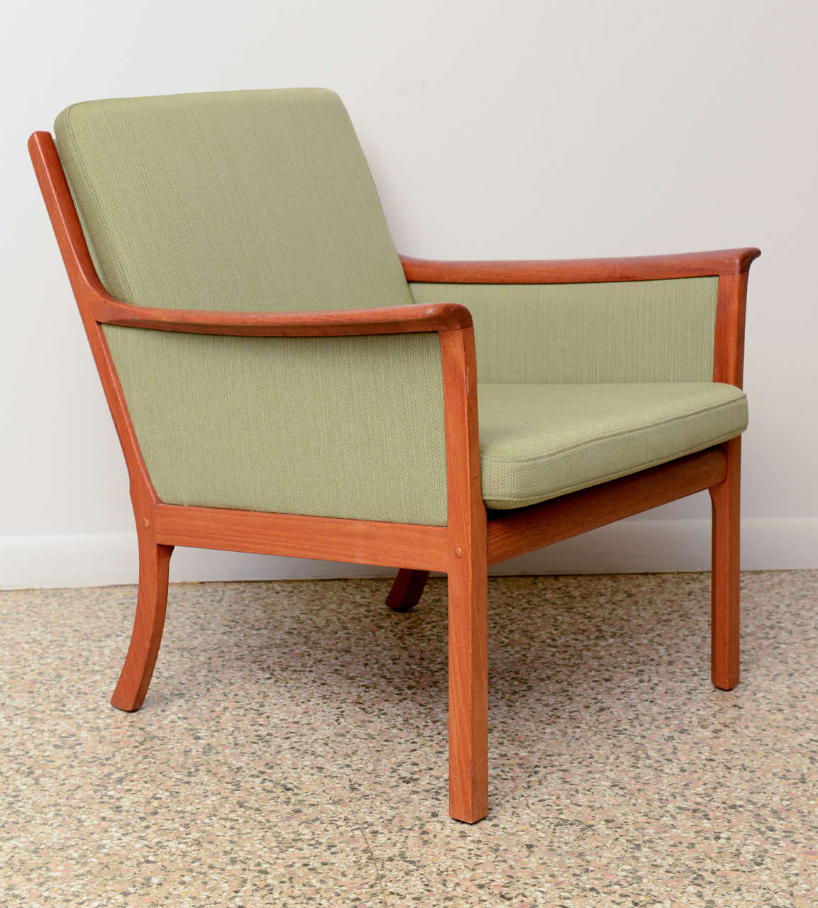 Pair of Danish Armchairs with Foot Stool in Teak by Ole Wanscher 2