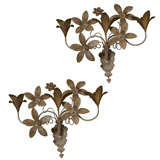 Pair French Tole Flower Sconces