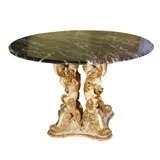 Italian Painted & Parcel Gilt Table Base with Marble Top