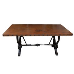Spanish Leather Top Table C. 1930
s