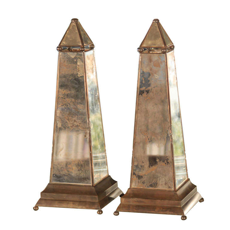 Mirrored Obelisk Candle Holders