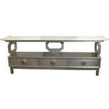 Beautiful Silver Leafed Pagoda Console by James Mont