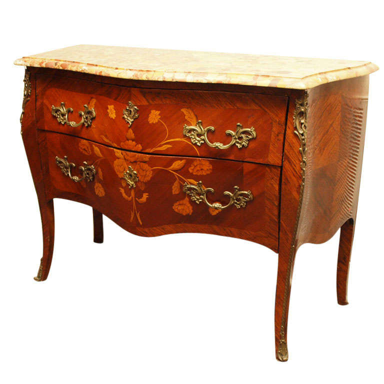 Antique  French Bombe' Marble top Commode For Sale