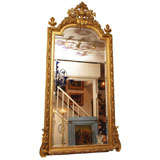 Antique French Napoleon III carved and gilded mirror.