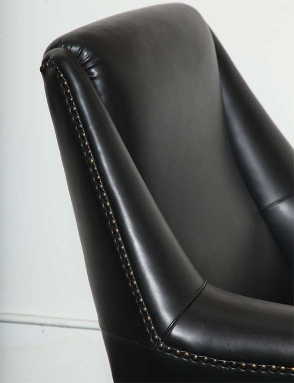 Italian Black Vinyl Chair Designed by Gio Ponti