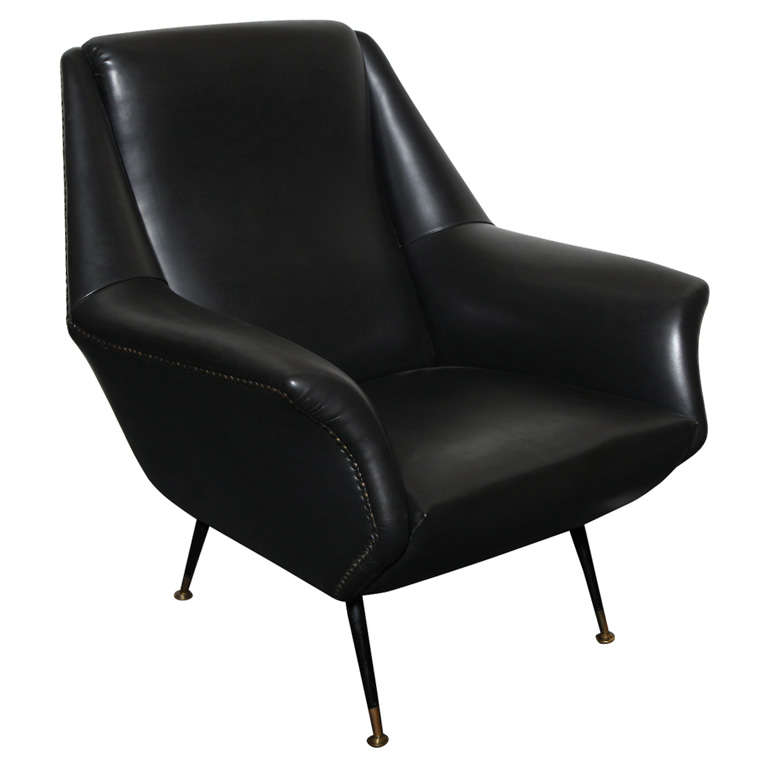 Black Vinyl Chair Designed by Gio Ponti