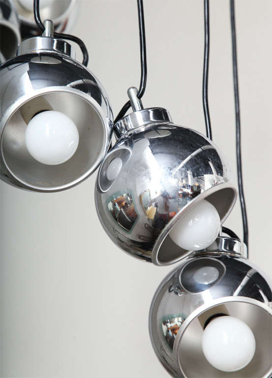 Italian Chrome Chandelier by Lumi Made in Italy For Sale