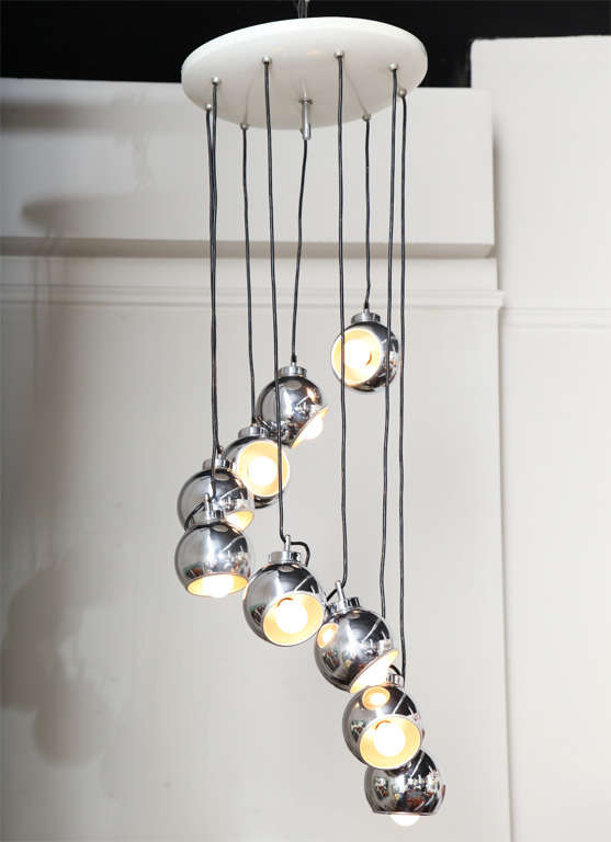 Mid-20th Century Chrome Chandelier by Lumi Made in Italy For Sale