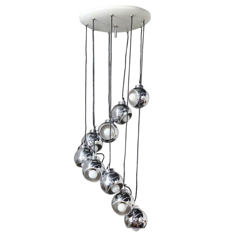 Chrome Chandelier by Lumi Made in Italy For Sale