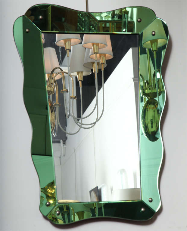 Italian Green Mirror Made By Crystal Arte