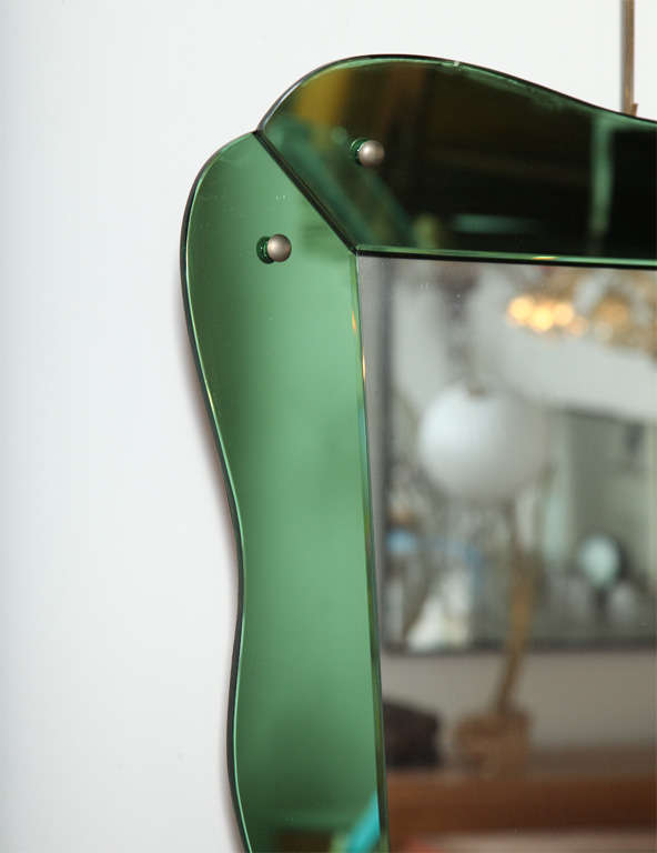 Mid-20th Century Green Mirror Made By Crystal Arte