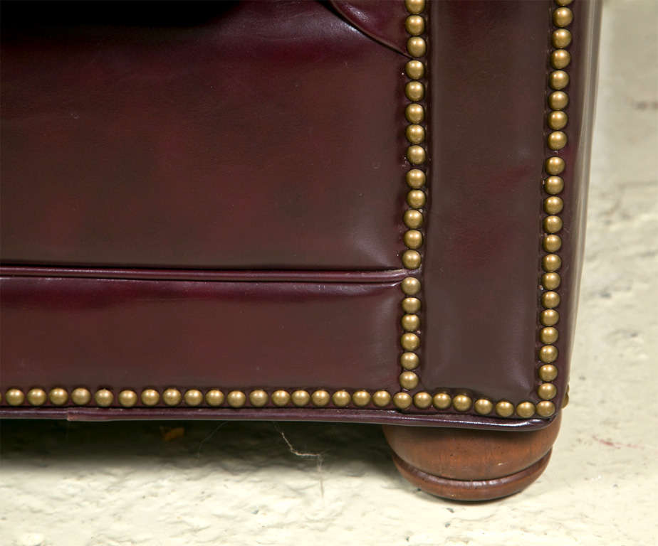 Metal Cordovan Leather Chesterfield Sofa