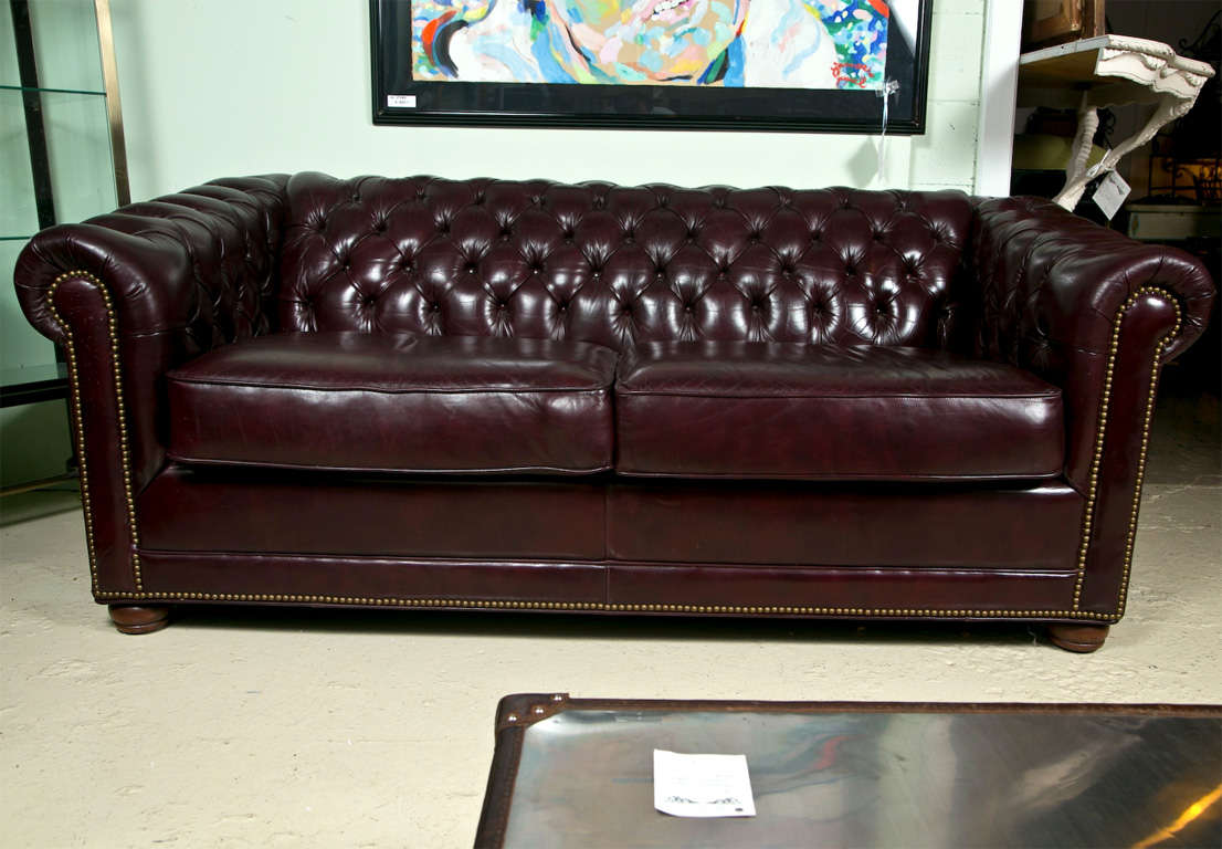 Cordovan Leather Chesterfield Sofa 2