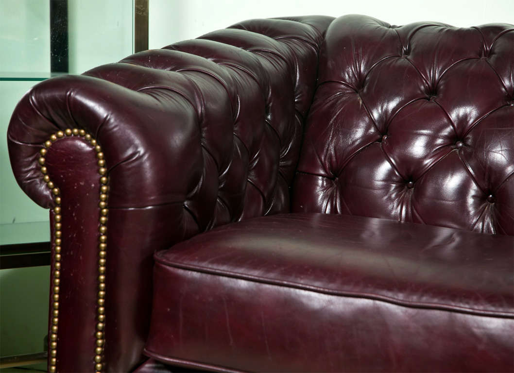 Cordovan Leather Chesterfield Sofa 3