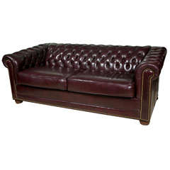 Cordovan Leather Chesterfield Sofa