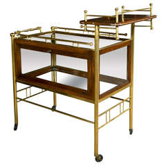 French Brass & Mahogany Serving Tea Cart