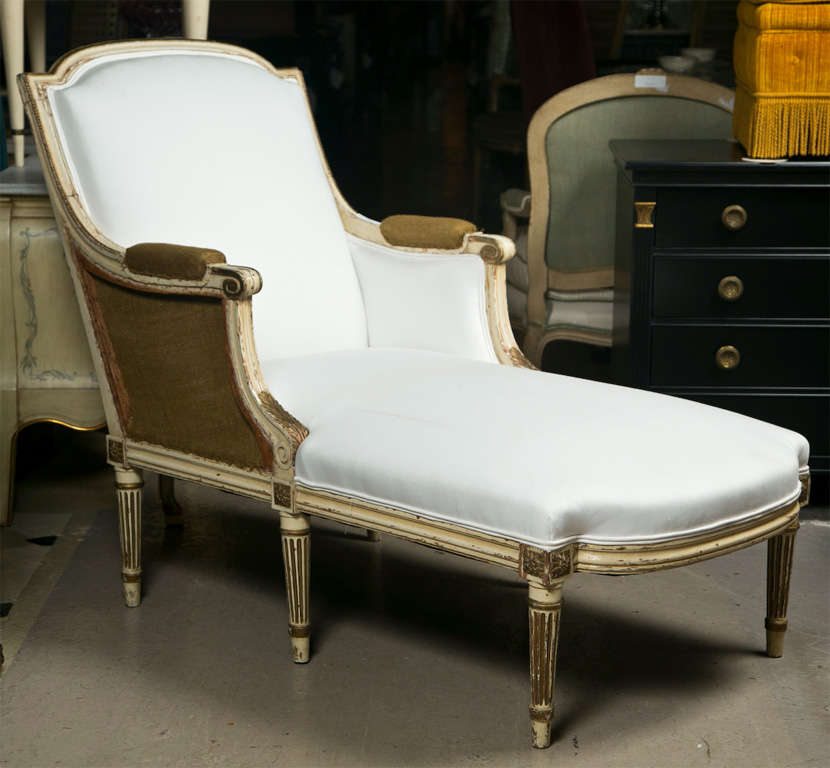 French Louis XVI Style Painted Chaise Lounge