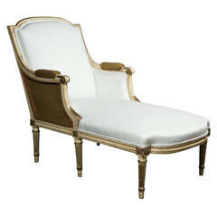 Vintage French Louis XVI Style Painted Chaise Lounge