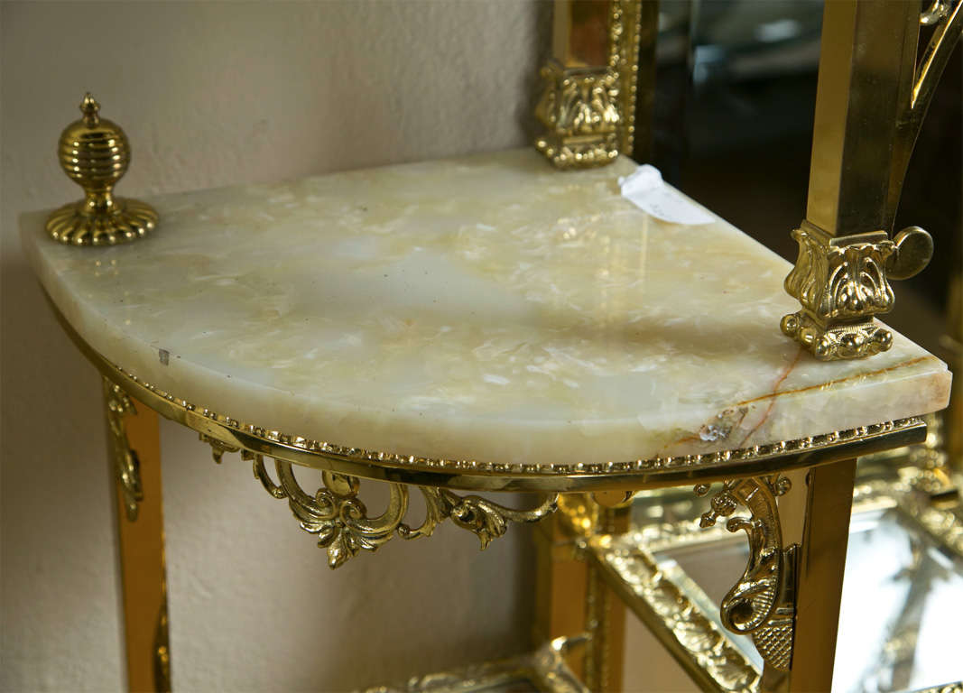 Mid-20th Century French Brass and Onyx Dressing Etagere