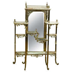 Vintage French Brass and Onyx Dressing Etagere