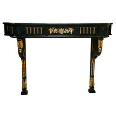 Ebonized and Parcel-Gilt Wall-Mount Console Table