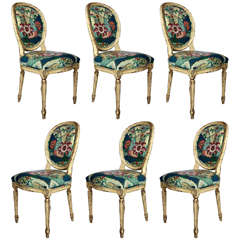 Set of 6 French Louis XIV Style Dining Chairs