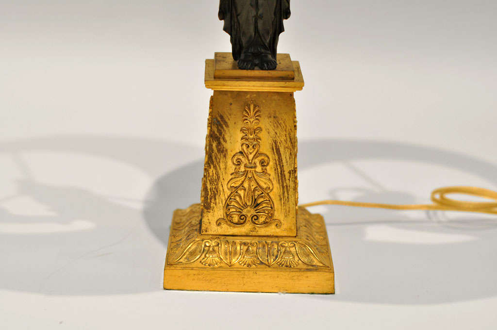 Empire Gold Bronze Four-Light Candelabra Table Lamp, Claude Galle, France, 1810 In Good Condition For Sale In Chicago, IL