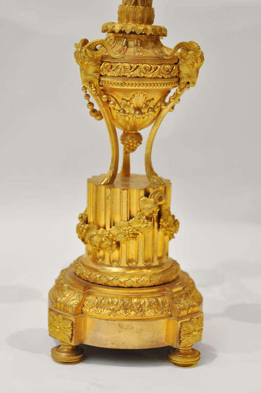 Ormolu French Louis XVI style Gilt Bronze Three Piece Clock Garniture Set