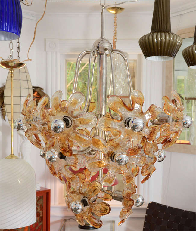 Mazzega "Tiger Lilly" Murano Chandelier