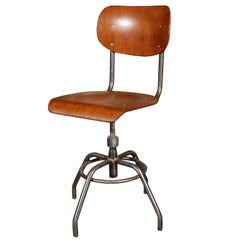 1920 French Wood and Metal Swivel Chair