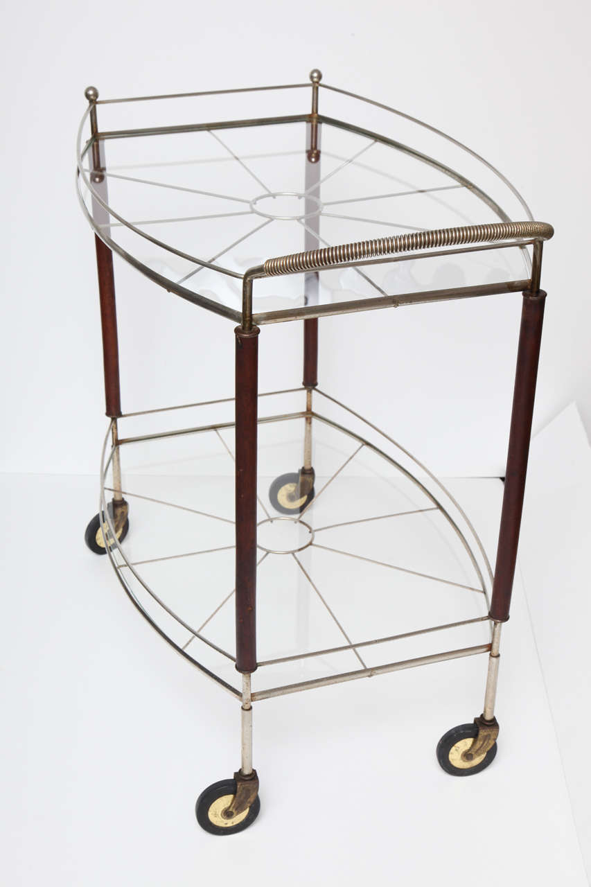 Brass and Wood Bar Cart at 1stDibs