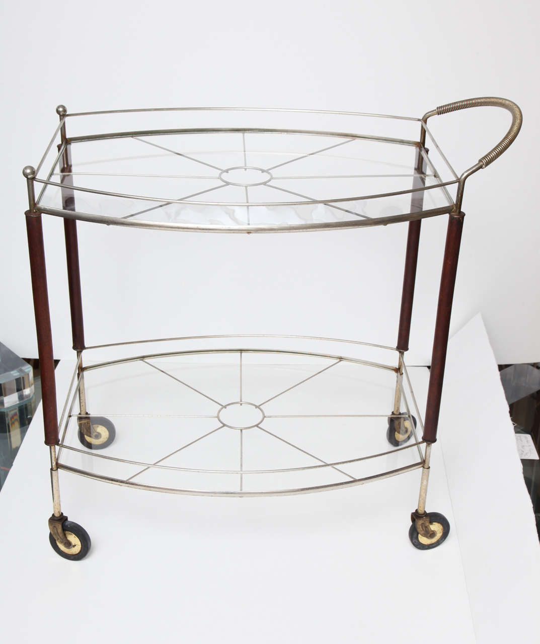 Brass and Wood Bar Cart at 1stDibs