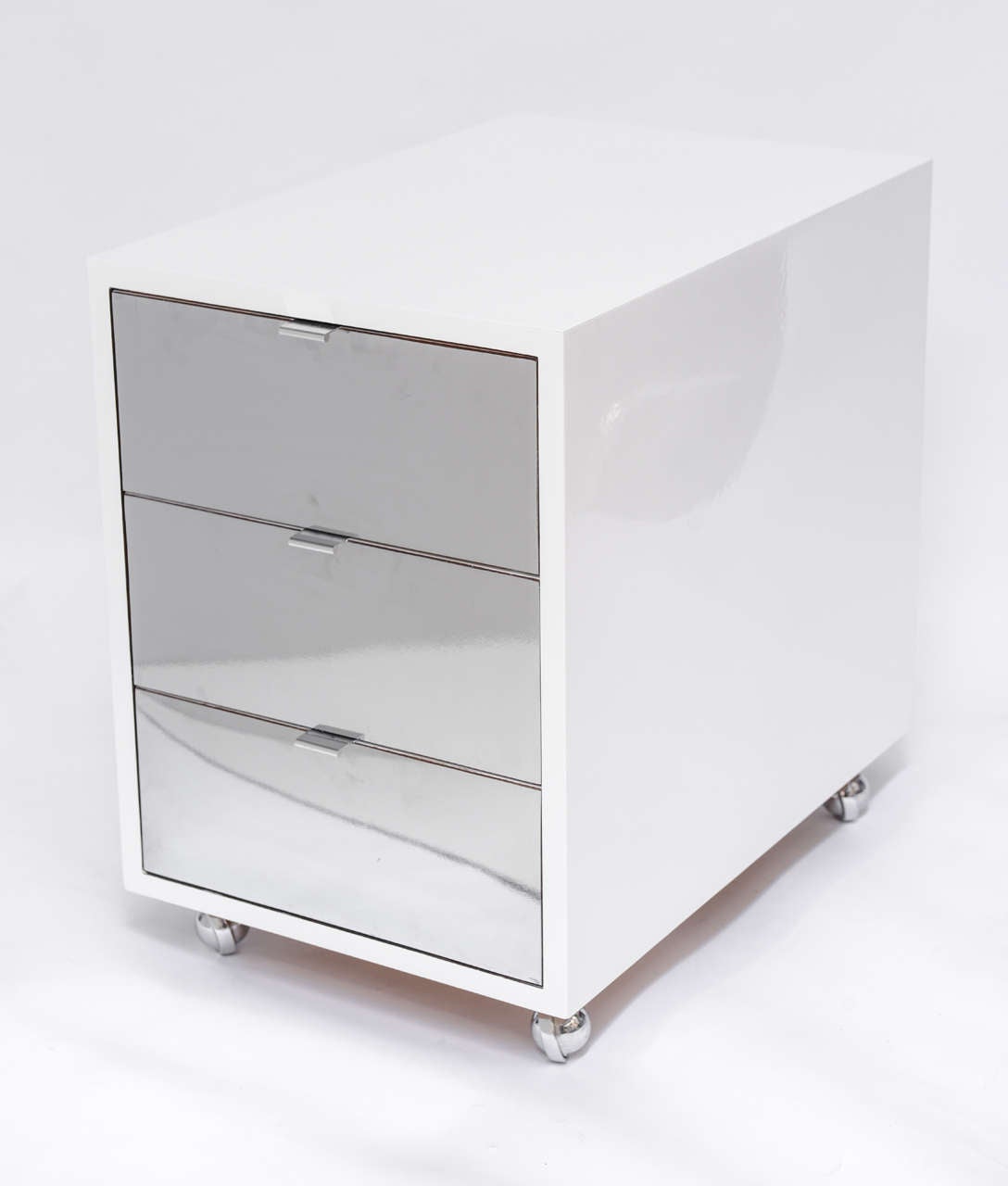 Late 20th Century 1970's Waterfall Desk White Laquered and Chrome Laminate