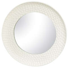Round High Gloss White lacquered Mirror
