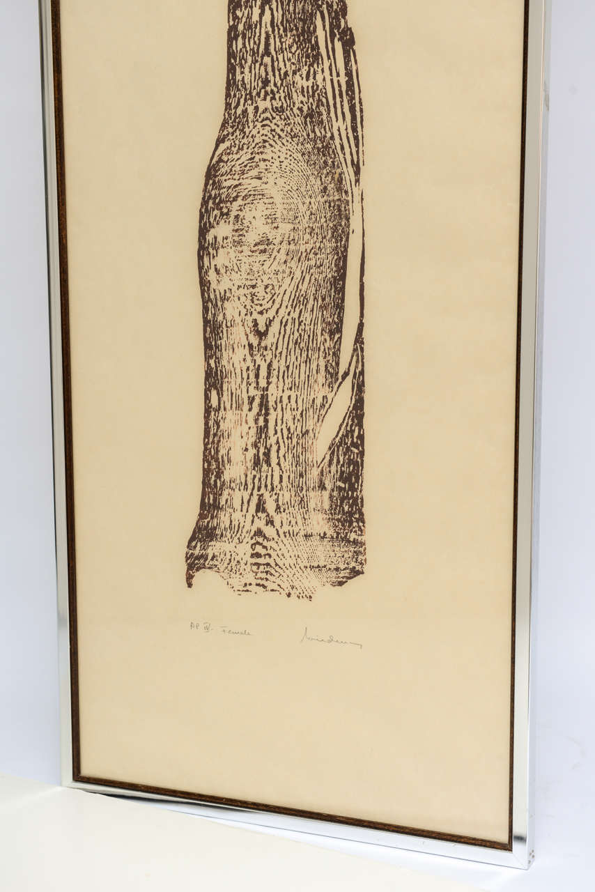 Unknown Signed Serigraph Print of Tree Trunk Female For Sale
