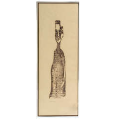 Signed Serigraph Print of Tree Trunk Female 9