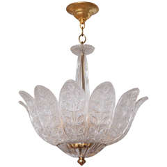 A Swedish Orrefors Ceiling Fixture with Floral and Branch Motifs