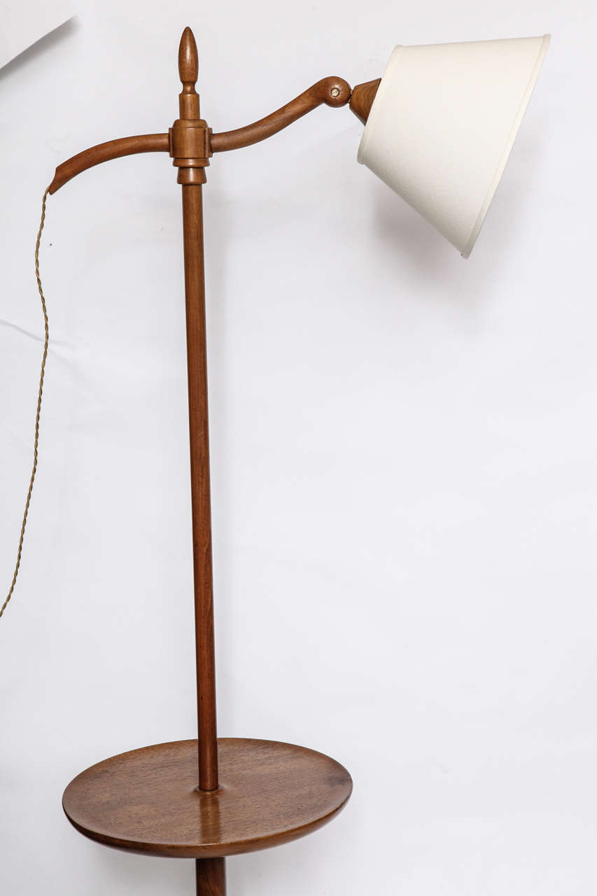 Floor Lamp Art Moderne wood with shelf 1940's In Good Condition For Sale In New York, NY