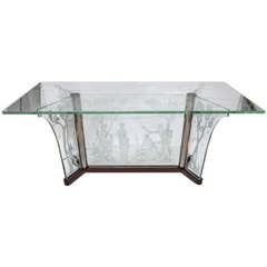 A Unique 1920's Italian Art Deco Etched Glass Illuminated Table