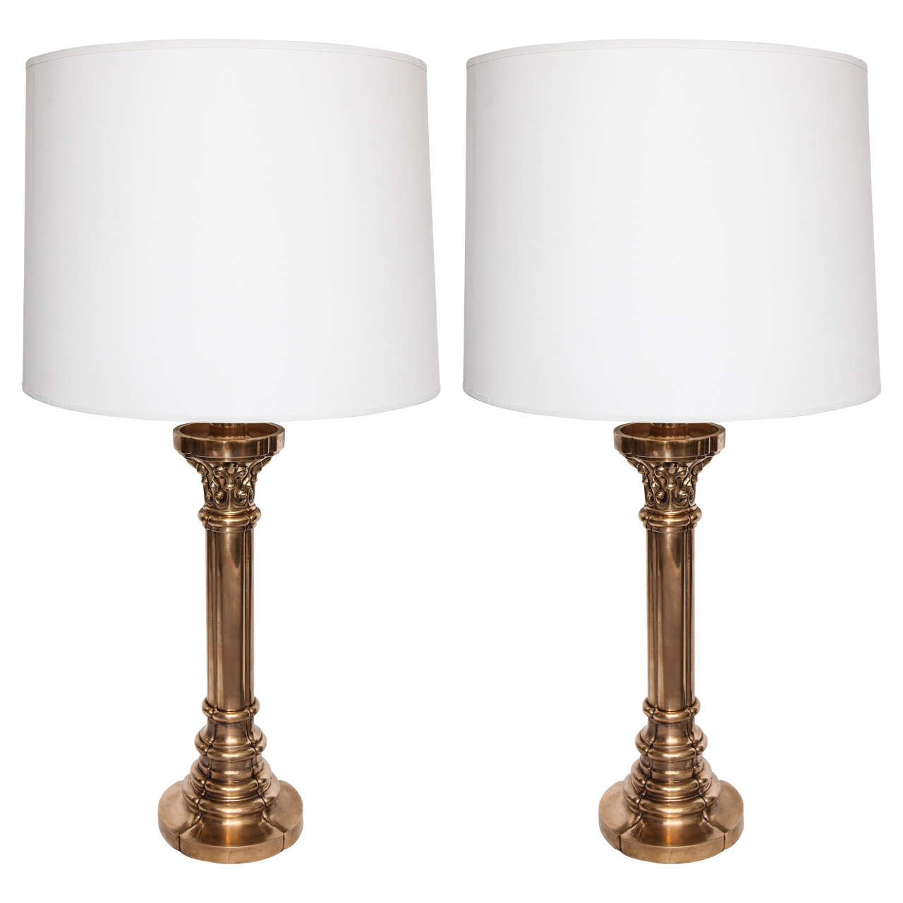  Table Lamps Pair Classical Modern bronze 1920's- For Sale
