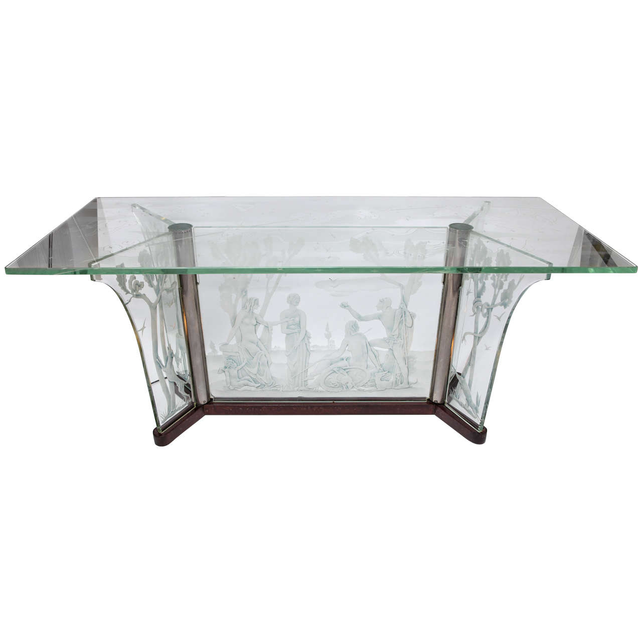 A Unique 1920's Italian Art Deco Etched Glass Illuminated Table at 1stDibs