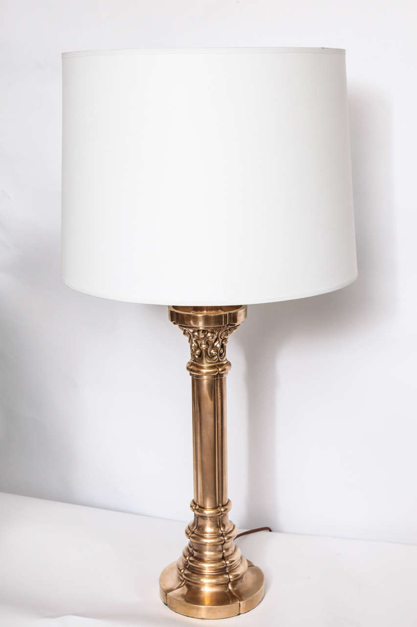 Pair of 1920s Stylized Classical Modern Bronze Table Lamps For Sale at