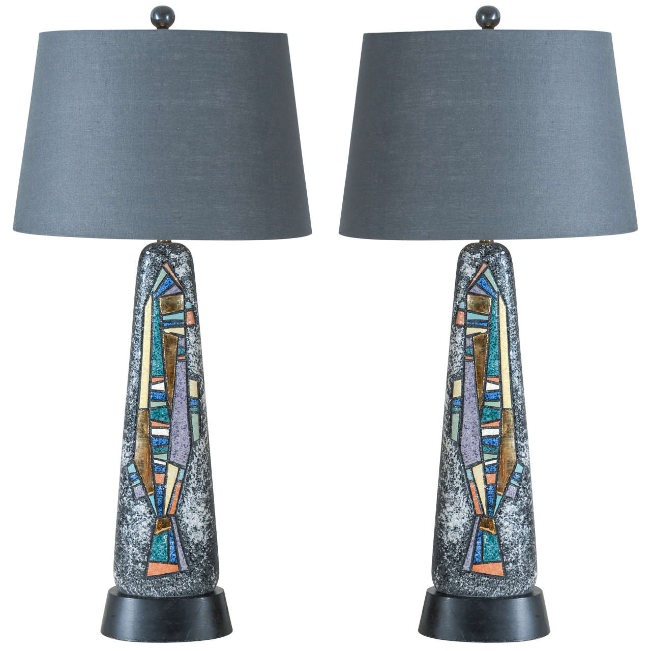 Stunning Pair of Large Scale Abstract Ceramic Lamps