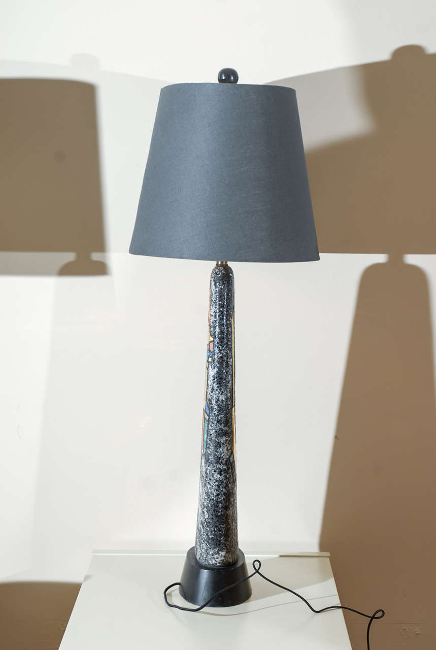 Mid-20th Century Stunning Pair of Large Scale Abstract Ceramic Lamps